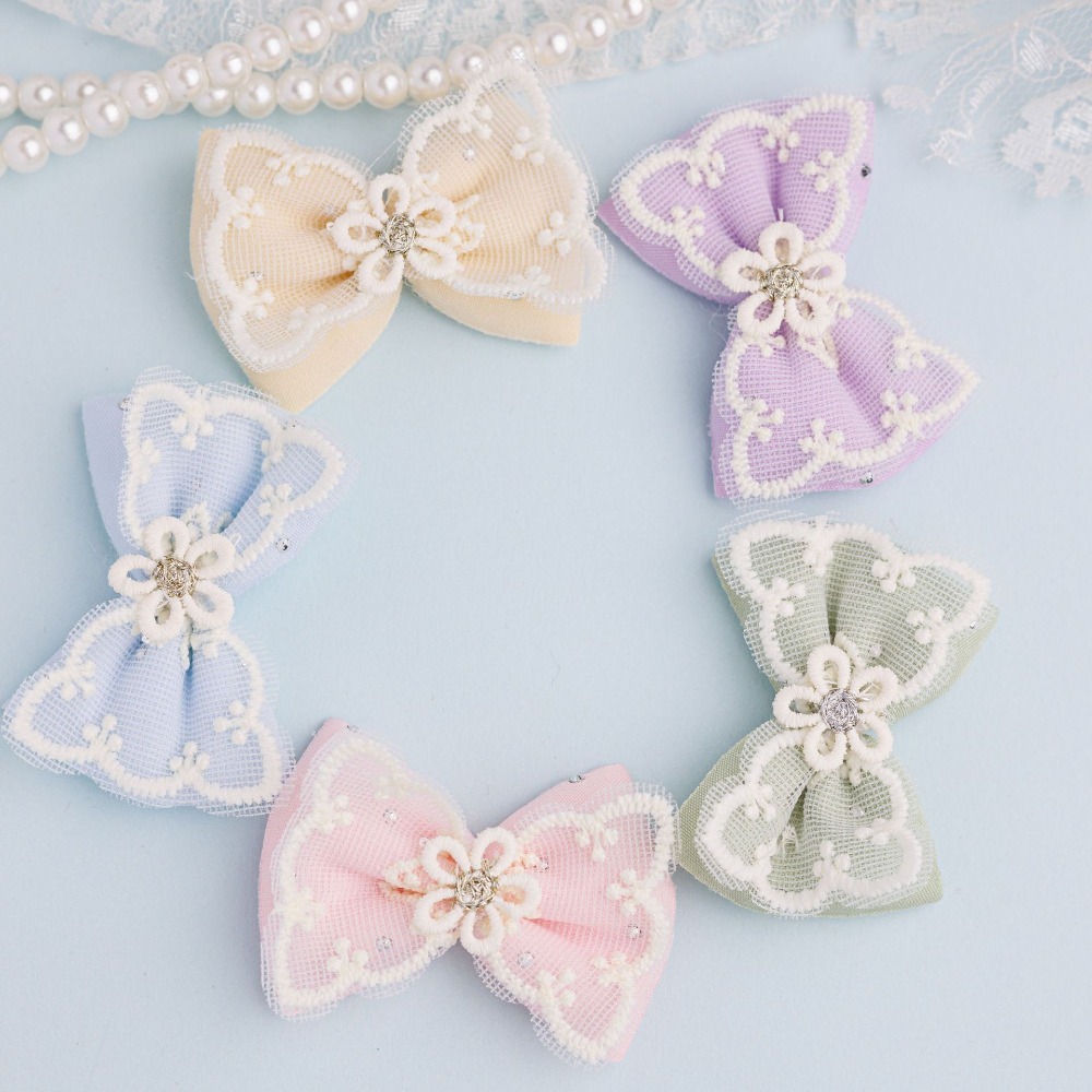Sewing - 10Pcs 5*3.5cm/1.97*1.38inch Lace Mesh Cloth Bowknot