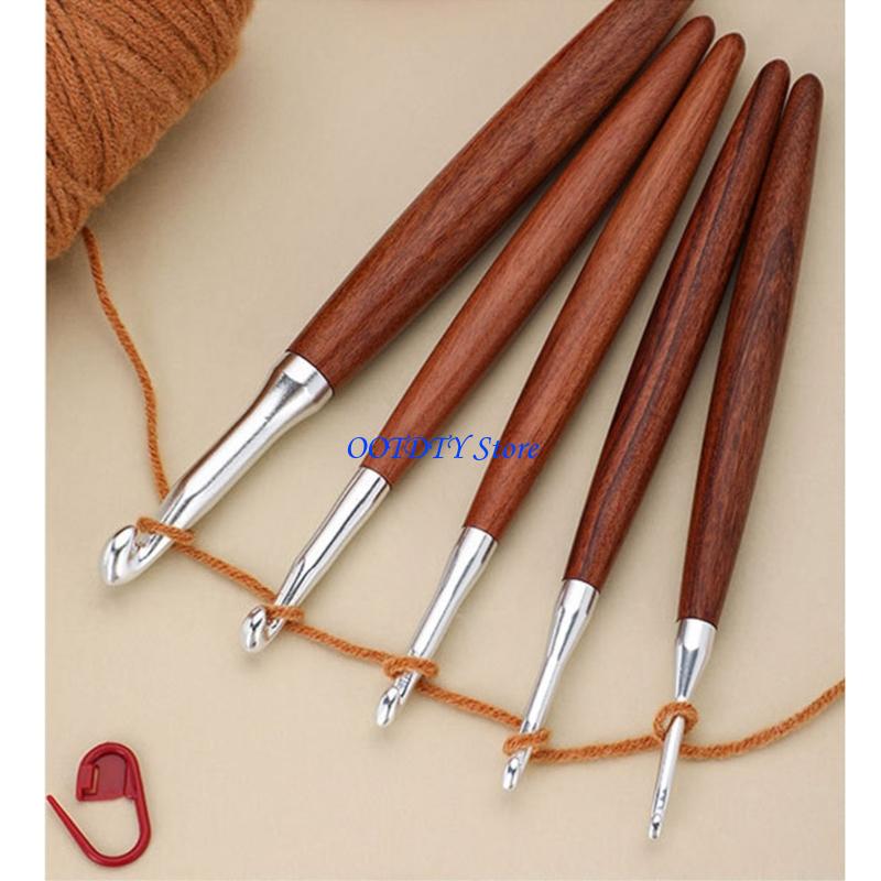 Wooden Crochet Hooks Ergonomic Handle - 367A 8 Chiếc Công Thái Gỗ