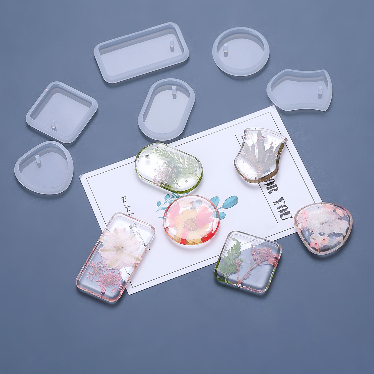 Silicone Epoxy Resin Molds Set - 1/6/10 Cái DIY Móc Khóa Mặt