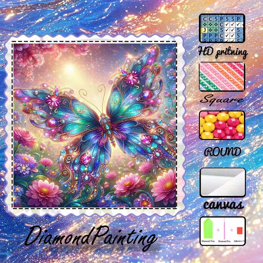 5D Diamond Painting Kit Full Drill - 1 piece 5D DIY flocking cloth,