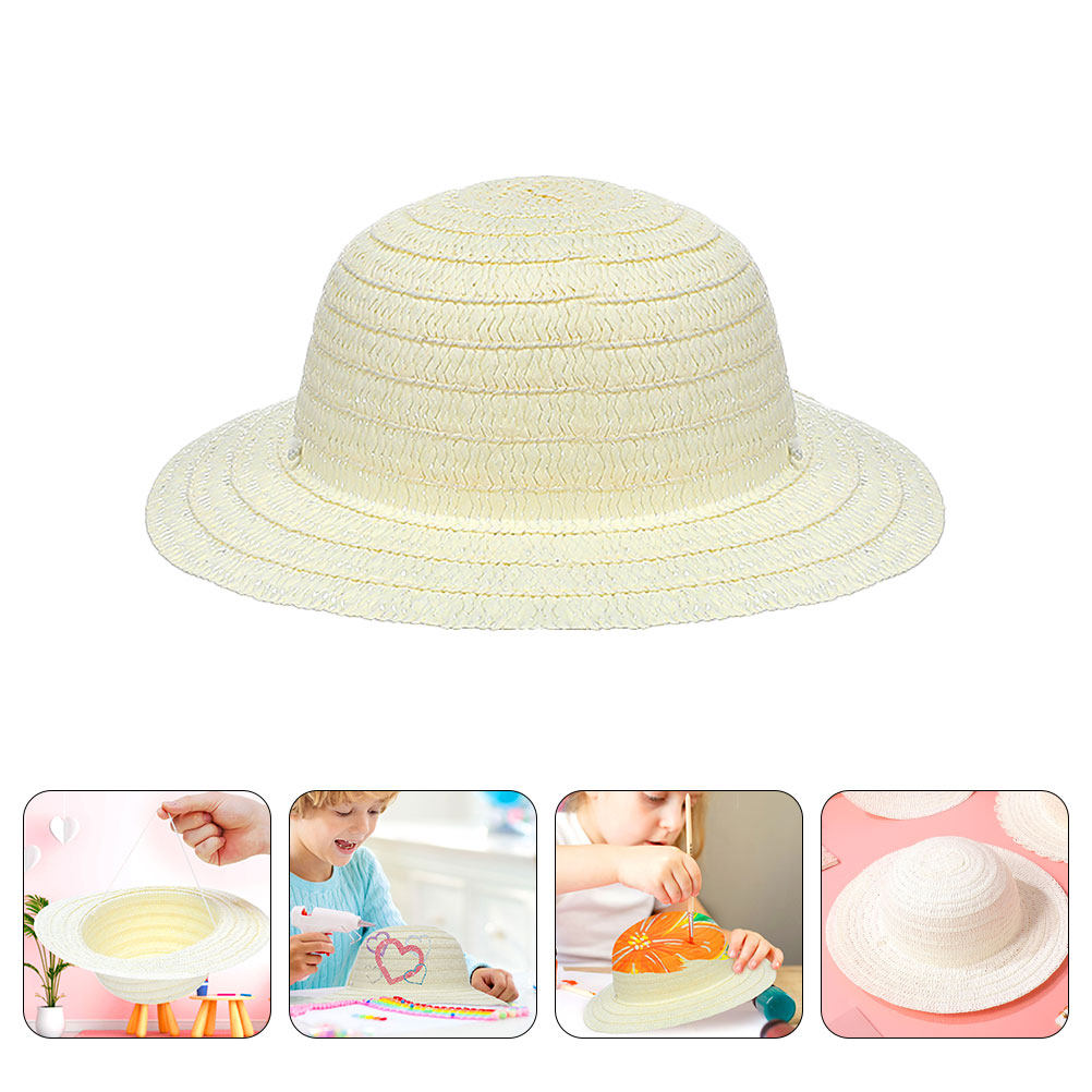 8Pcs DIY Kids Straw Hats White - đánh giá và giá Painting Supplies