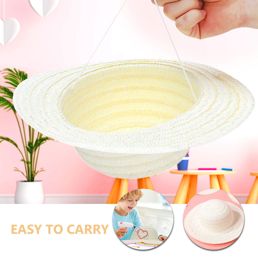 8Pcs DIY Kids Straw Hats White - đánh giá và giá Painting Supplies