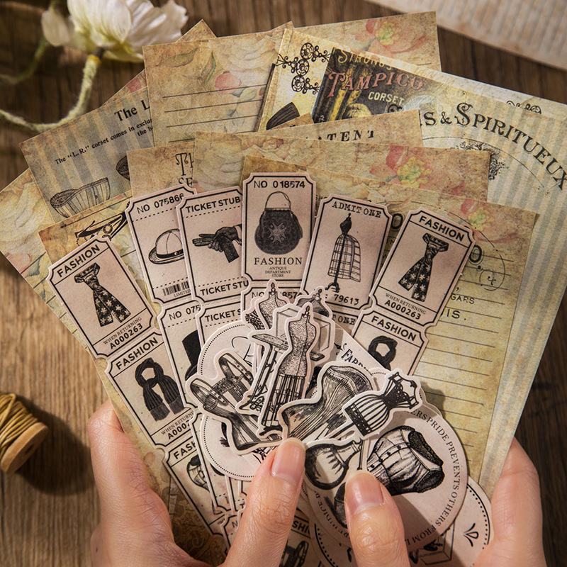 60 pcs Vintage Stickers+materi - đánh giá và giá Vintage Junk Journal Scrapbooking Paper