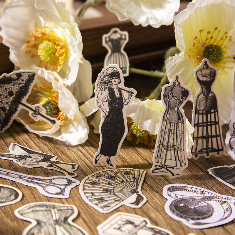 60 pcs Vintage Stickers+materi - đánh giá và giá Vintage Junk Journal Scrapbooking Paper