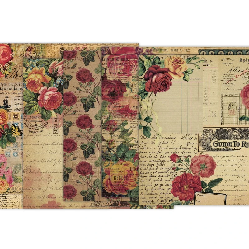 Sổ Lưu Miếng Lót Các Loại Hoa  - đánh giá và giá Vintage Junk Journal Scrapbooking Paper