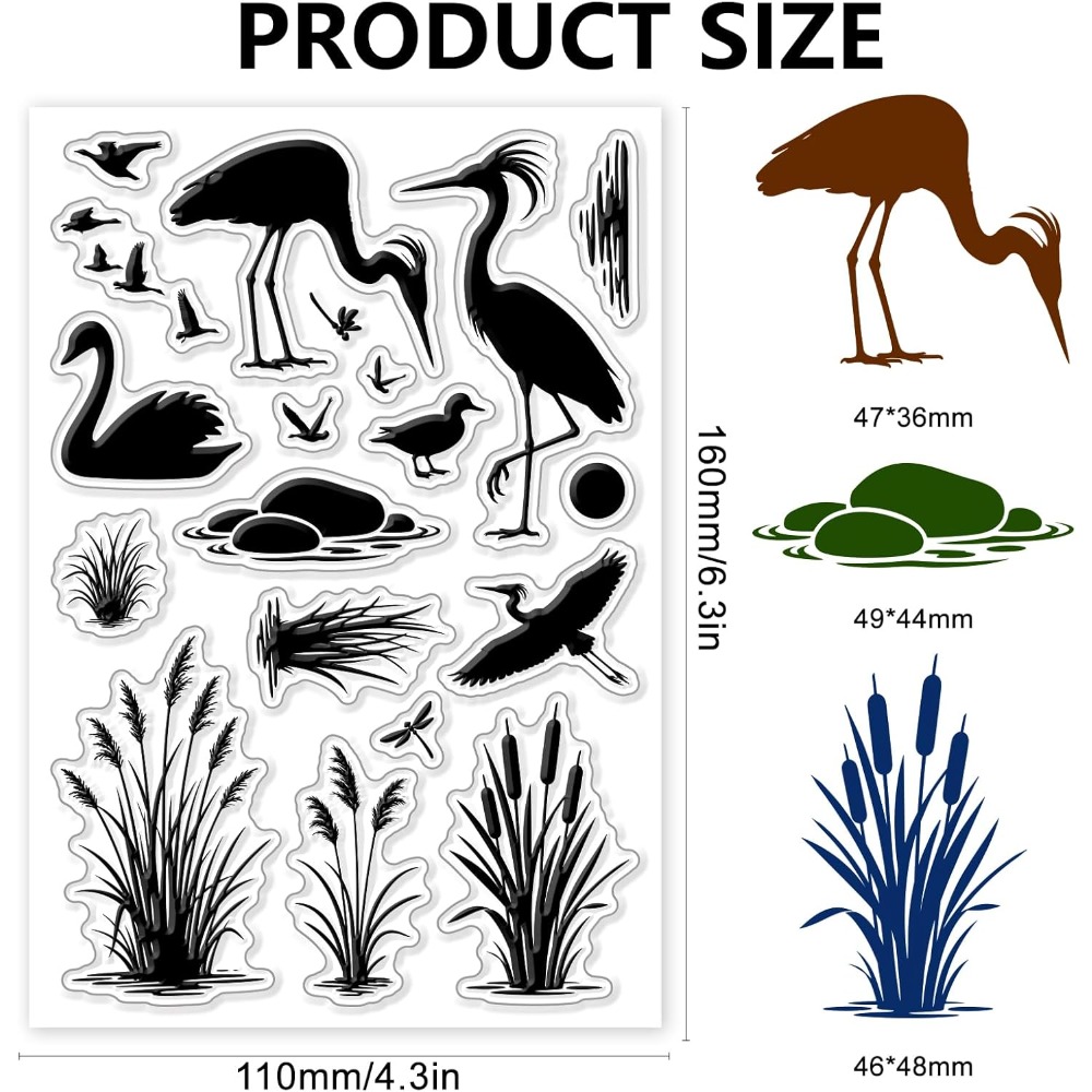 Wetlands Birds Pattern Clear S - đánh giá và giá Clear Silicone Stamps For Card Making