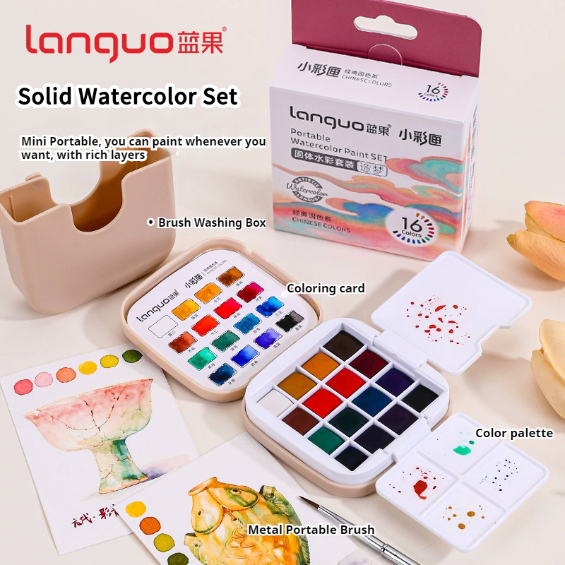 LANGUO 16Colors Watercolor Pai - đánh giá và giá Watercolor Paint Set Solid Pigment