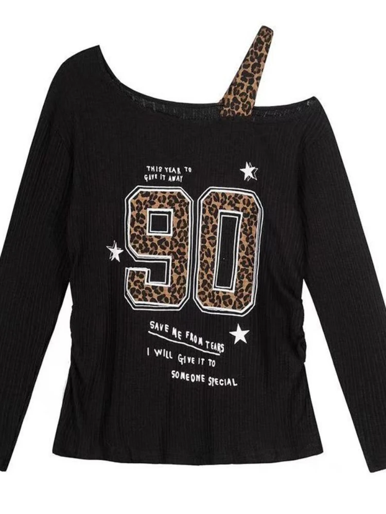 Y2K Patchwork Leopard Print T- - đánh giá và giá Embroidery