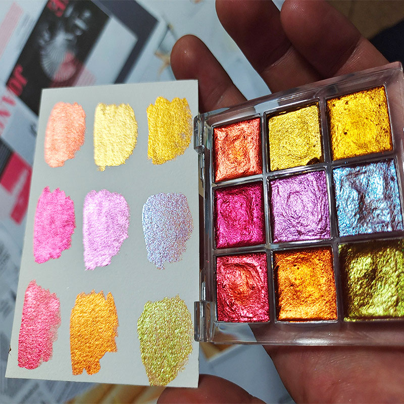 9 color Nail Solid Pigment Aur - đánh giá và giá Watercolor Paint Set Solid Pigment