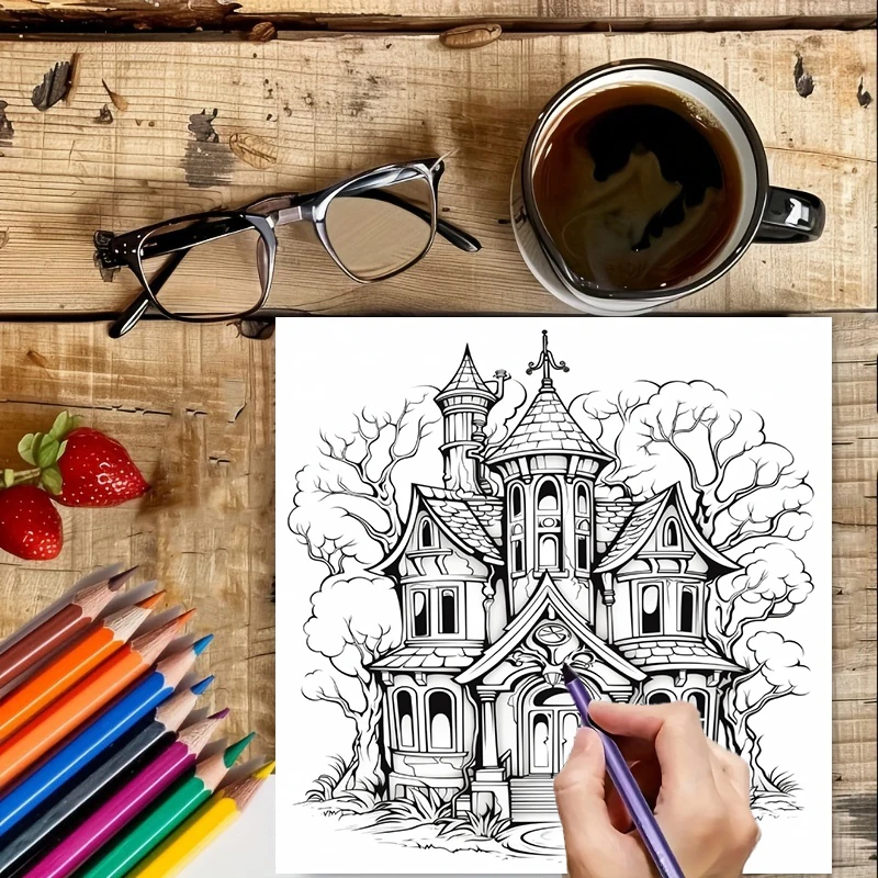 Haunted House Coloring Book fo - đánh giá và giá Painting Supplies