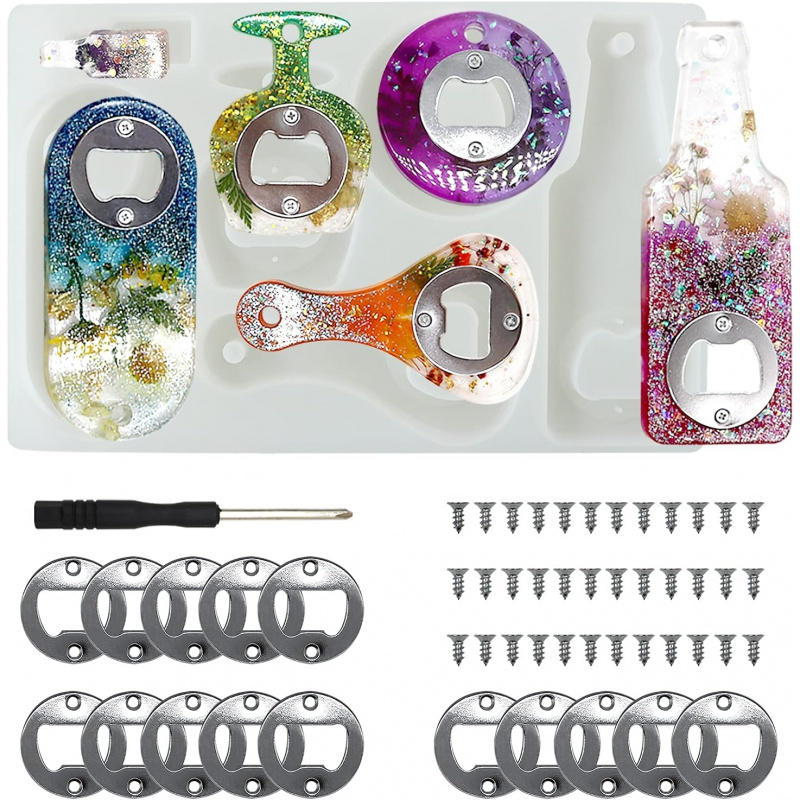 Bottle opener resin mold、Beer  - đánh giá và giá Silicone Epoxy Resin Molds Set