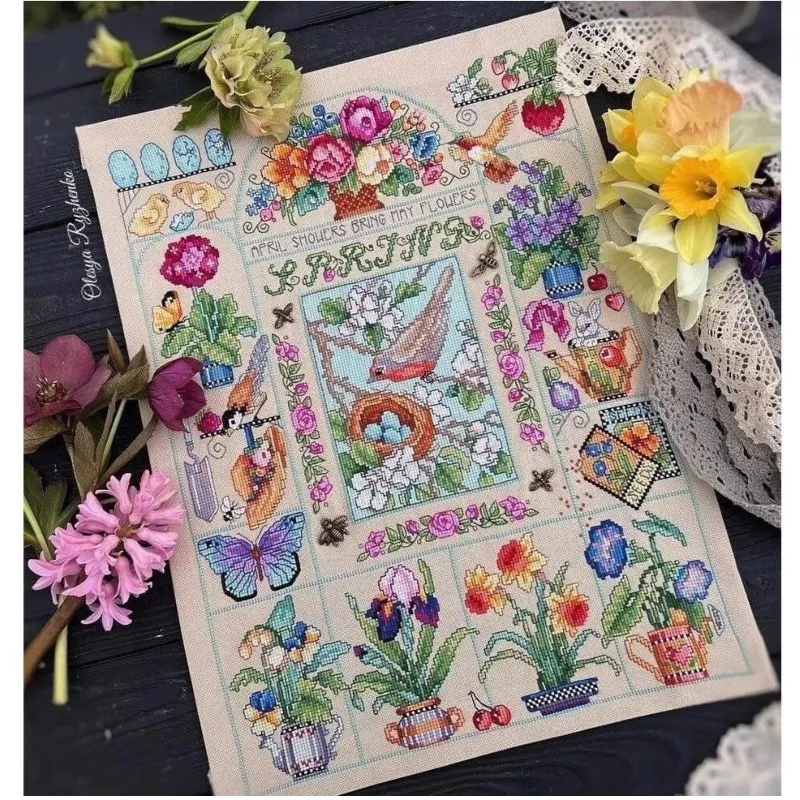【CC2937 Spring Garden】 Beginne - đánh giá và giá Cross Stitch Stamped Kits Beginners