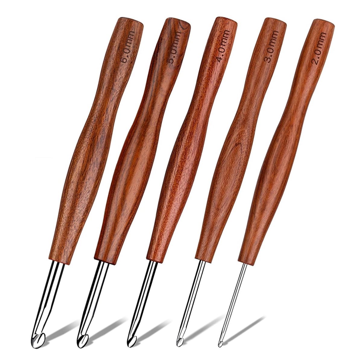 NOCM 5 Pcs Crochet Hook, 5 Siz - đánh giá và giá Wooden Crochet Hooks Ergonomic Handle