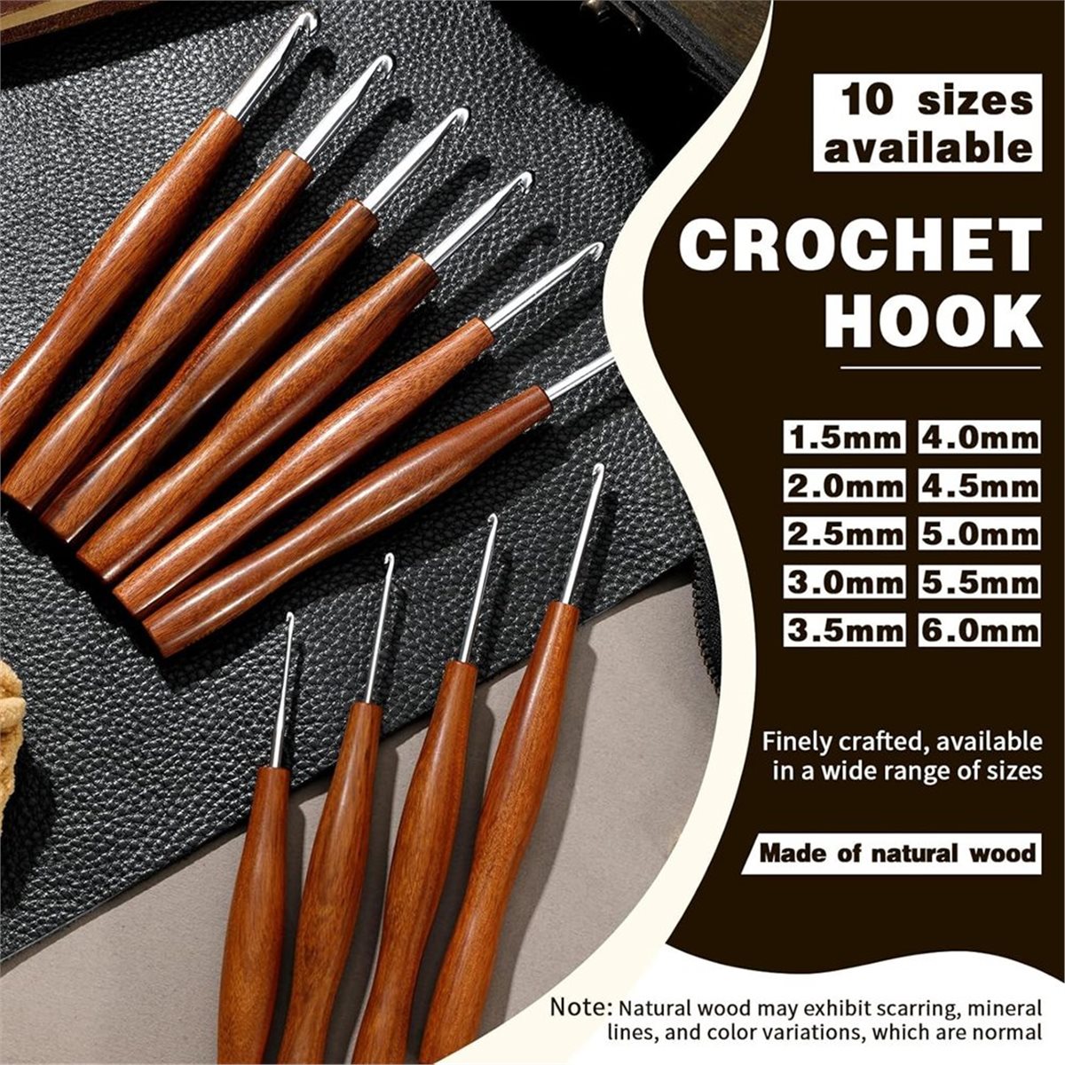 NOCM 5 Pcs Crochet Hook, 5 Siz - đánh giá và giá Wooden Crochet Hooks Ergonomic Handle