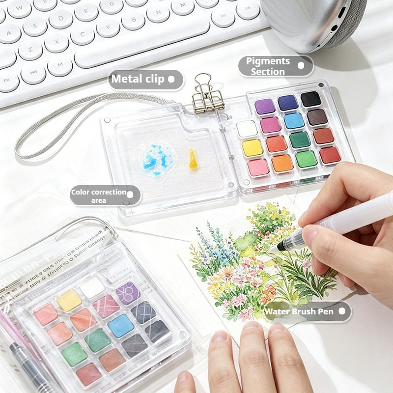 15 Colors Portable Travel Soli - đánh giá và giá Watercolor Paint Set Solid Pigment