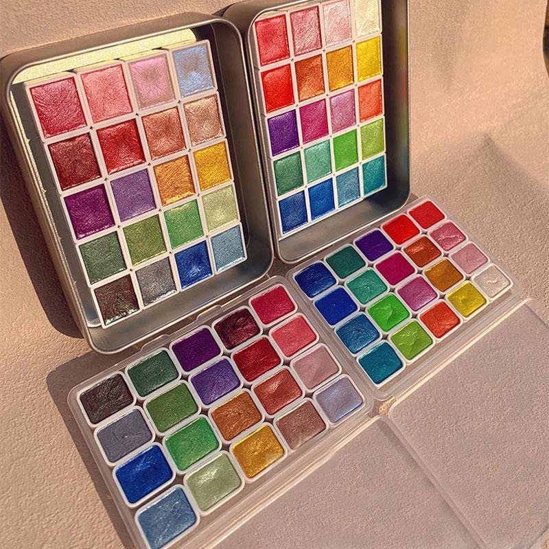 Pearlescent Paints Portable 20 - đánh giá và giá Watercolor Paint Set Solid Pigment