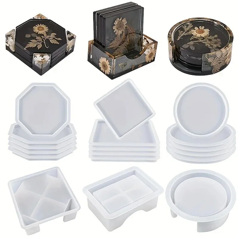 Coaster Resin Molds Set Includ - đánh giá và giá Silicone Epoxy Resin Molds Set