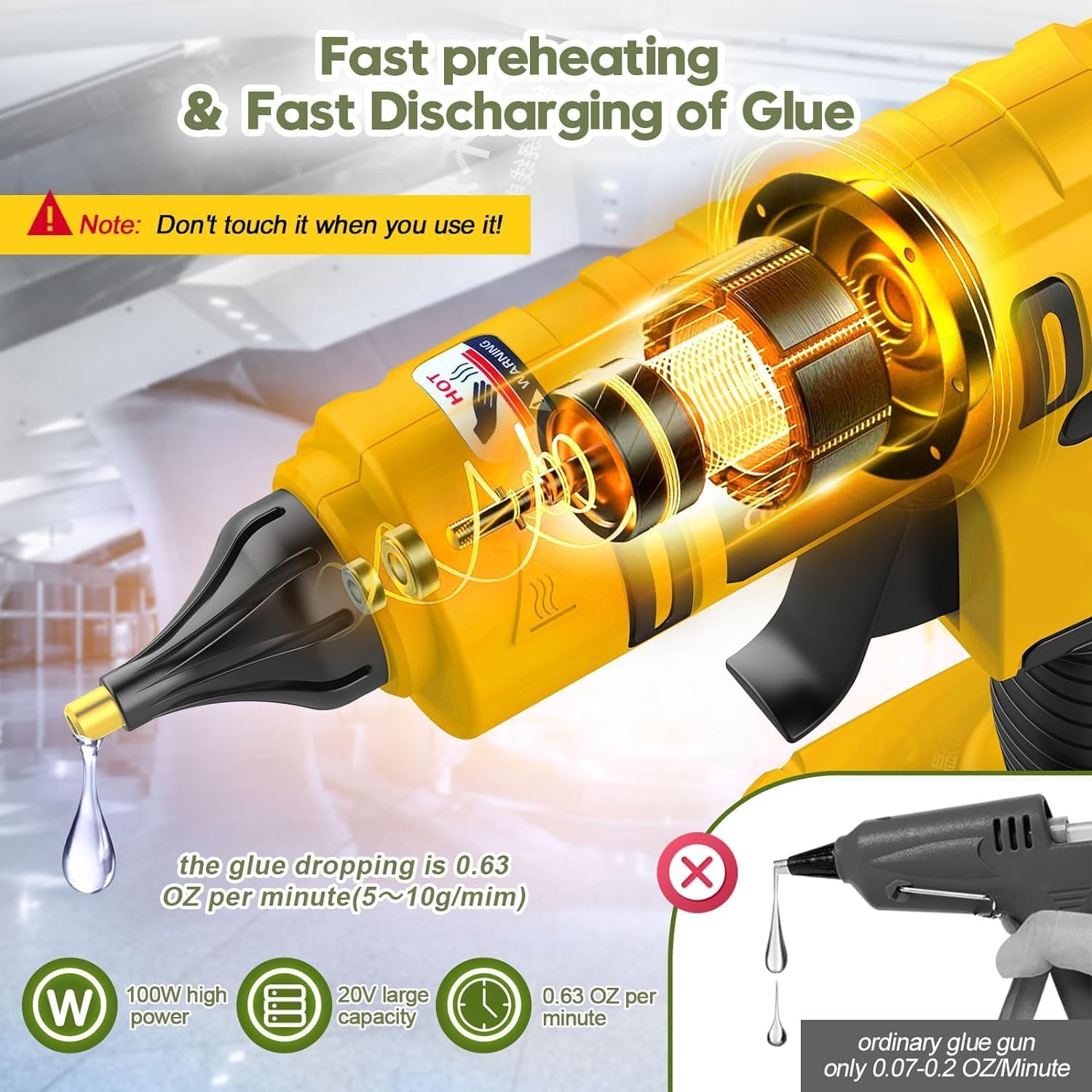 100W Cordless Hot Glue Gun for - đánh giá và giá Hot Melt Glue Gun Cordless