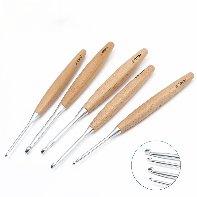 1/11pcs Wooden Handle Crochet  - đánh giá và giá Wooden Crochet Hooks Ergonomic Handle