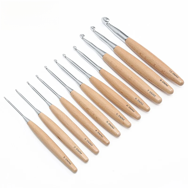 1/11pcs Wooden Handle Crochet  - đánh giá và giá Wooden Crochet Hooks Ergonomic Handle