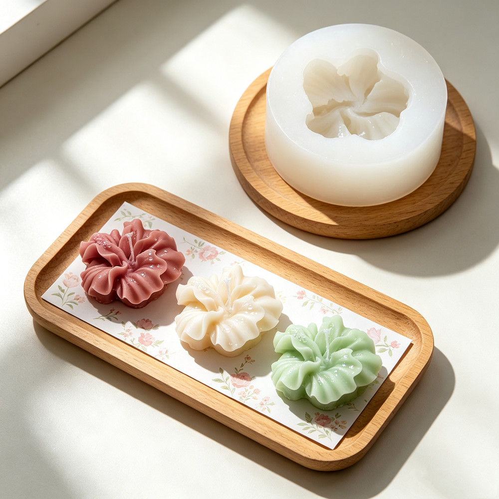 2pcs Hibiscus Flower Candle Mo - đánh giá và giá Silicone Epoxy Resin Molds Set
