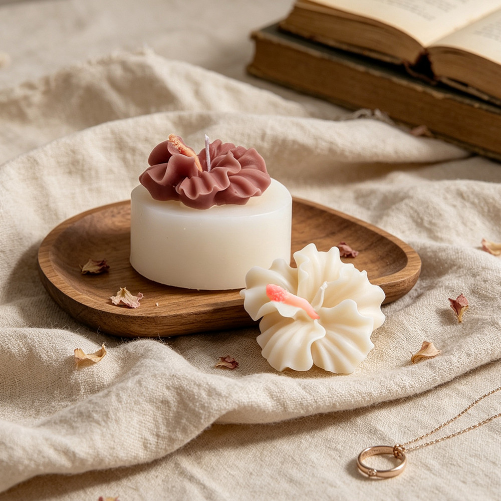 2pcs Hibiscus Flower Candle Mo - đánh giá và giá Silicone Epoxy Resin Molds Set